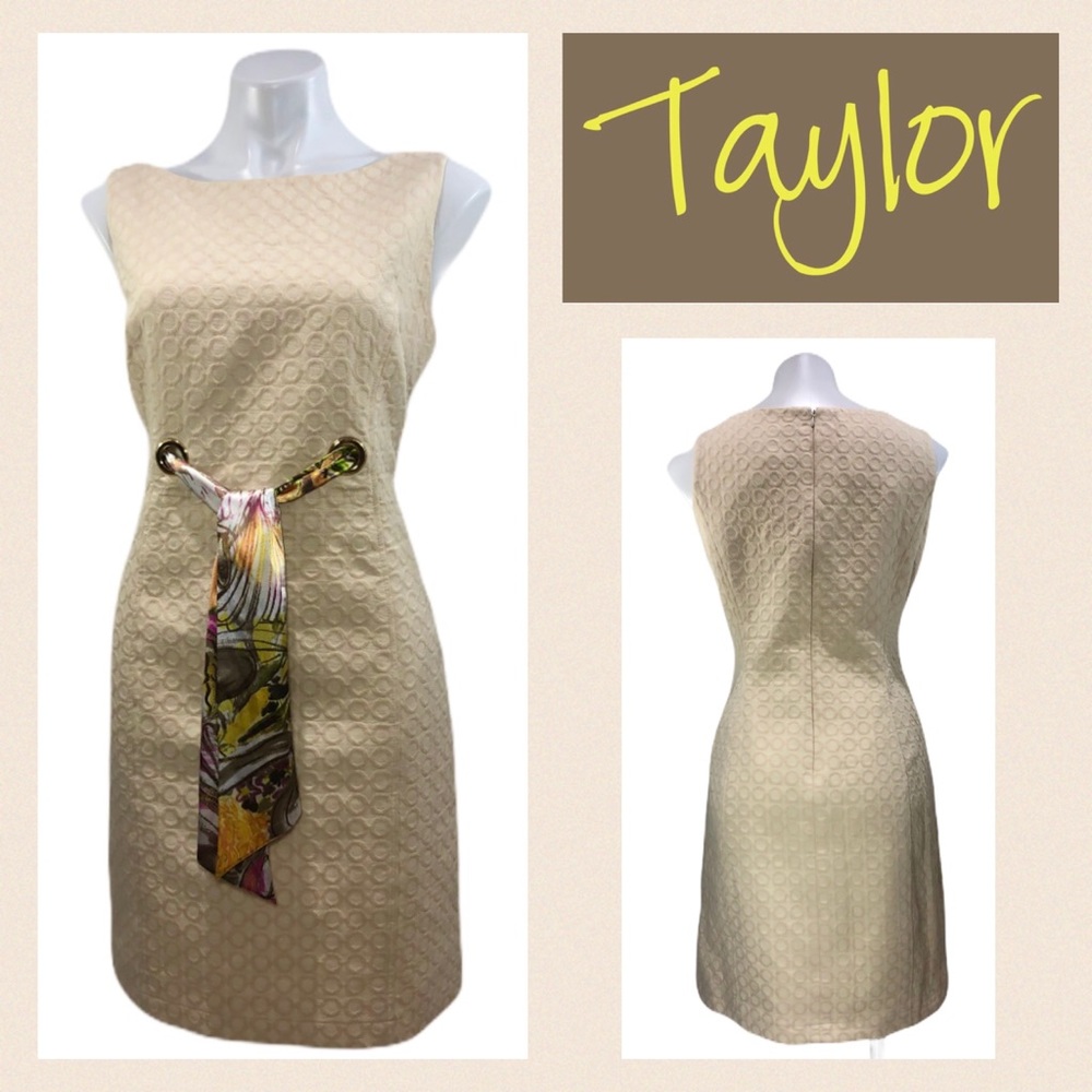Taylor Textured Scarf Tie Sheath Dress